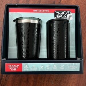Stainless Steel black animal print 12oz Slim Can Holder & 16oz Pint with lid